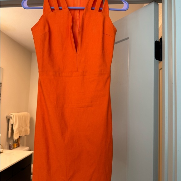 Orange Sleeveless Bodycon Dress - Picture 2 of 3